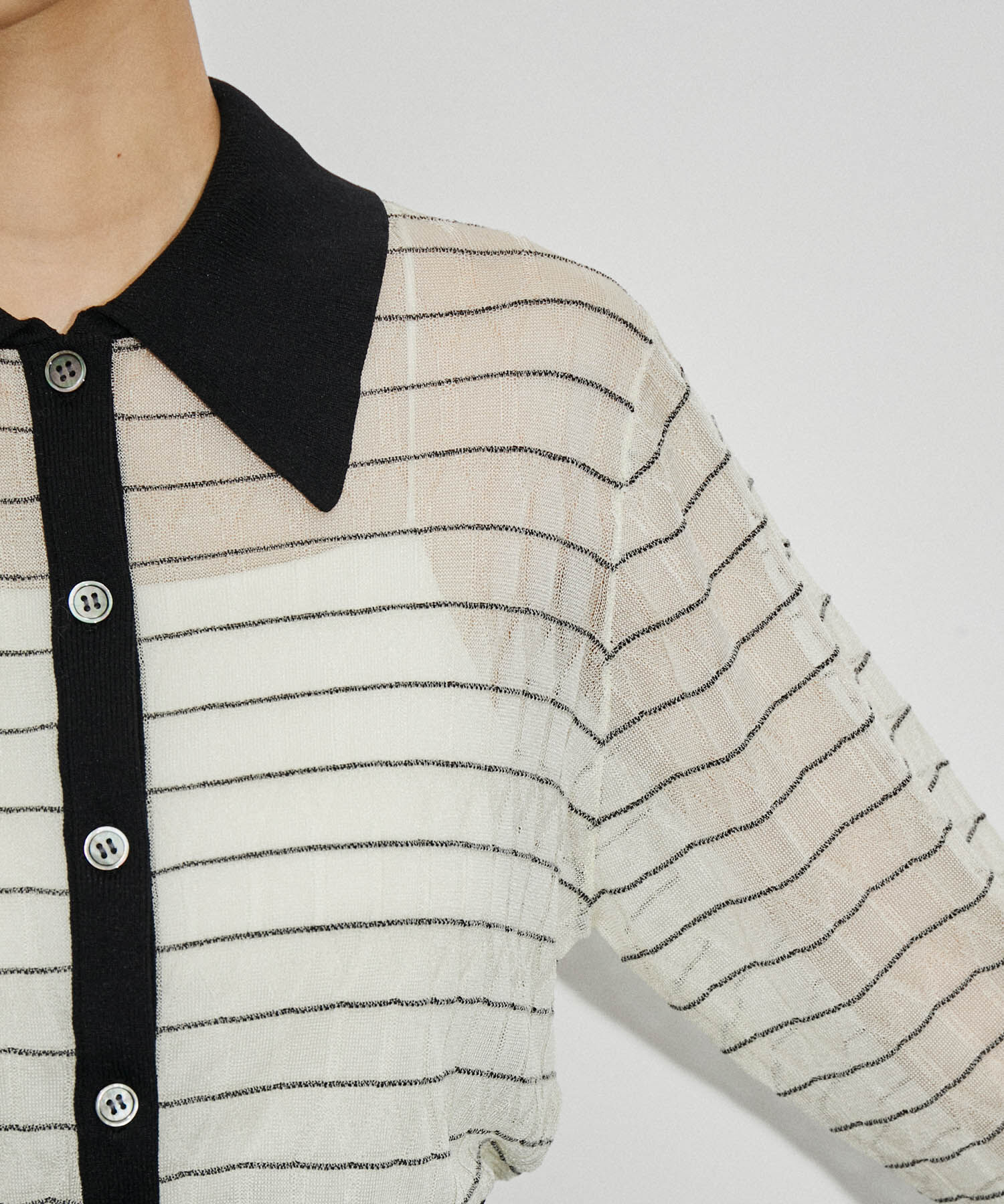 ADAM ET ROPE'「シアーボーダーカーディガン」|カーディガン|