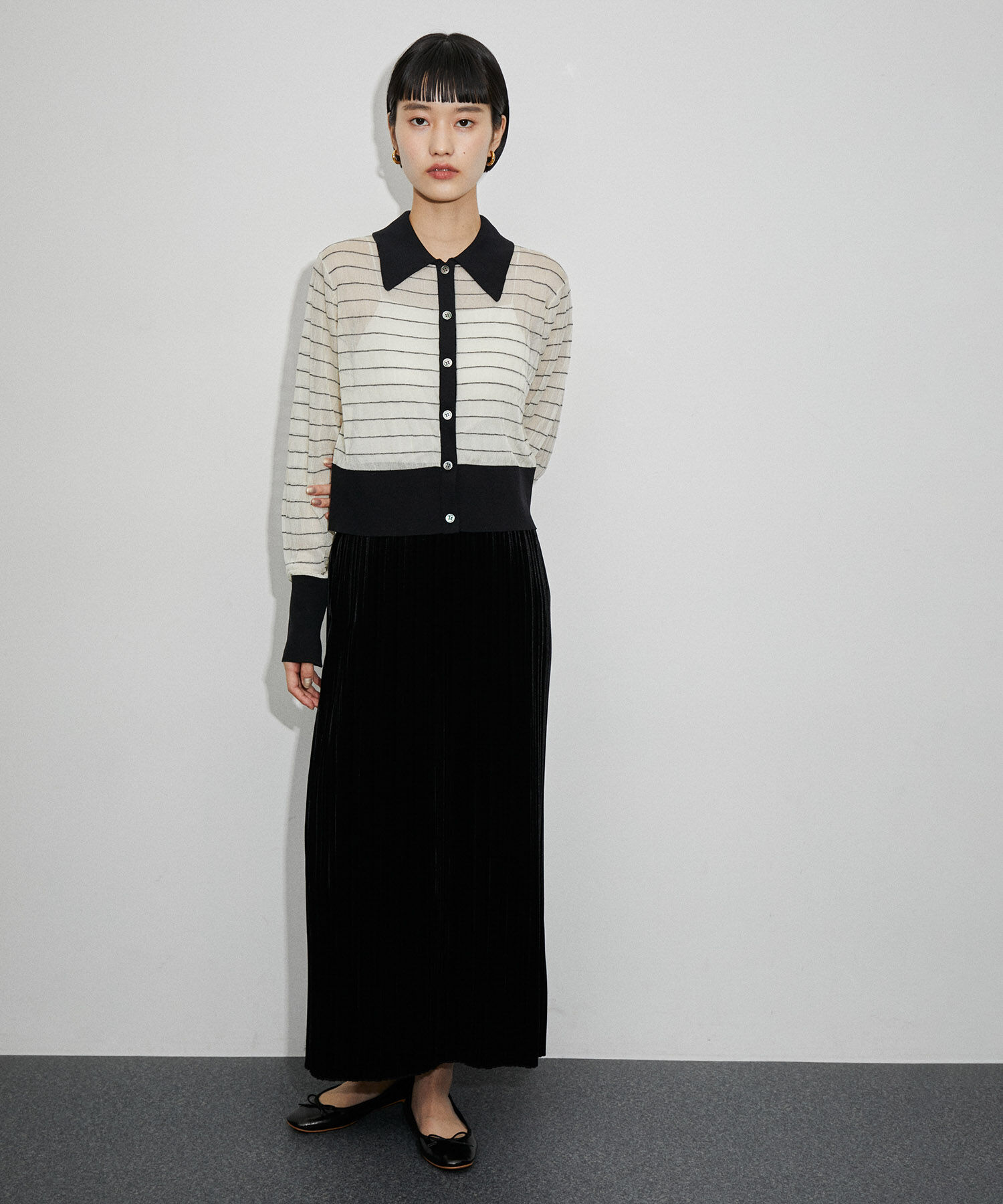 ADAM ET ROPE'「シアーボーダーカーディガン」|カーディガン|