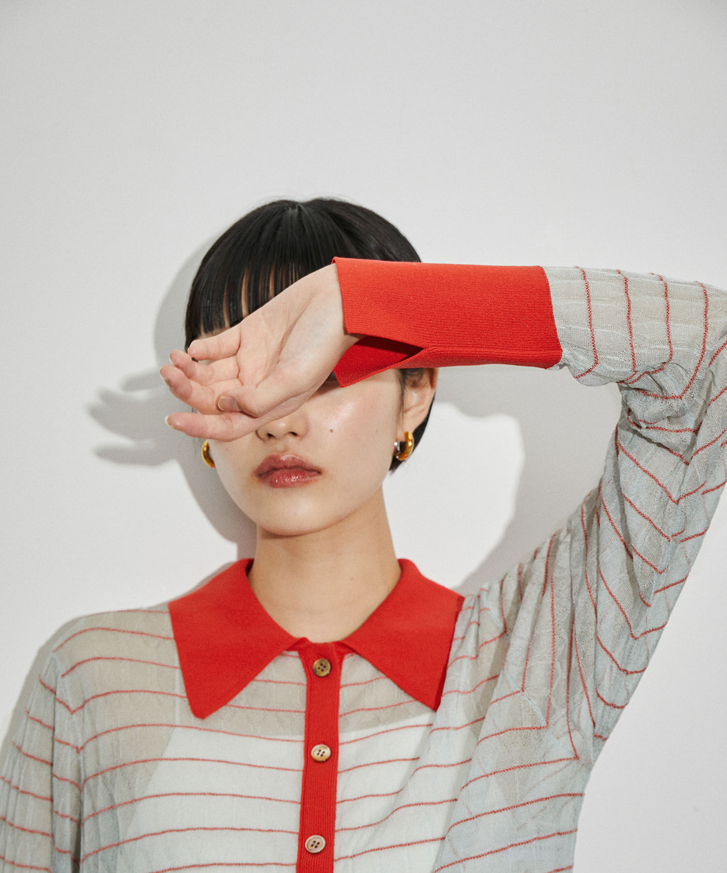 ADAM ET ROPE'「シアーボーダーカーディガン」|カーディガン|