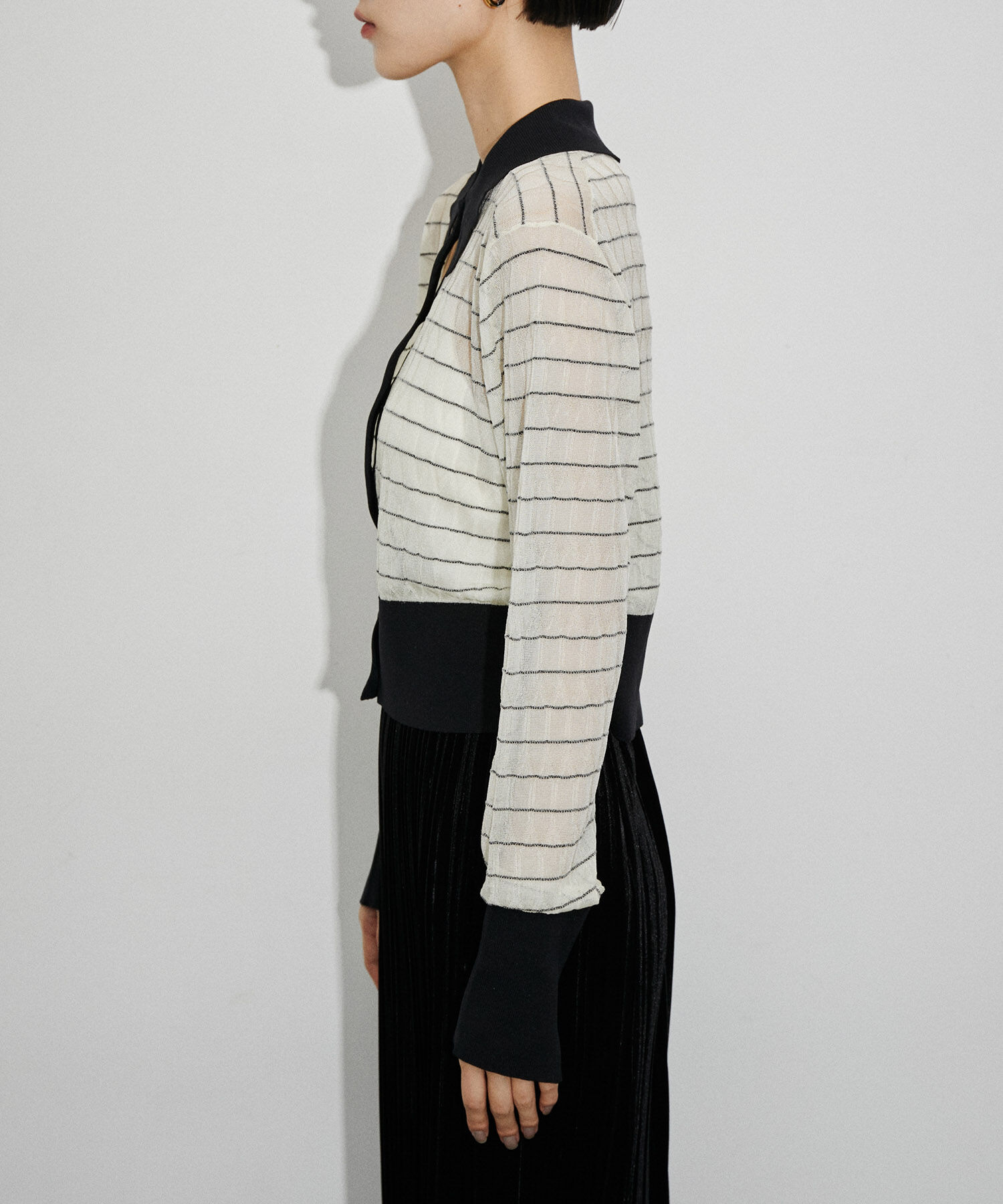 ADAM ET ROPE'「シアーボーダーカーディガン」|カーディガン|