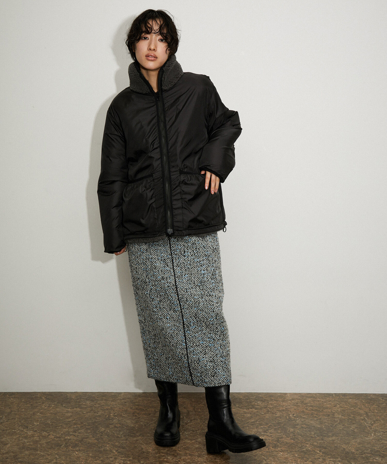 ADAM ET ROPE'「〈リバーシブル〉ボアZIPブルゾン」|ブルゾン・スタジャン|