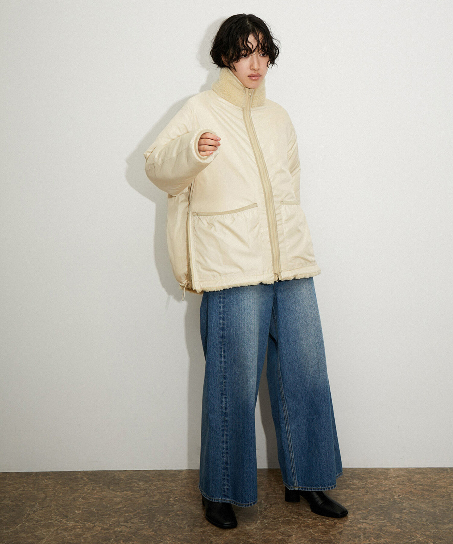 ADAM ET ROPE'「〈リバーシブル〉ボアZIPブルゾン」|ブルゾン・スタジャン|