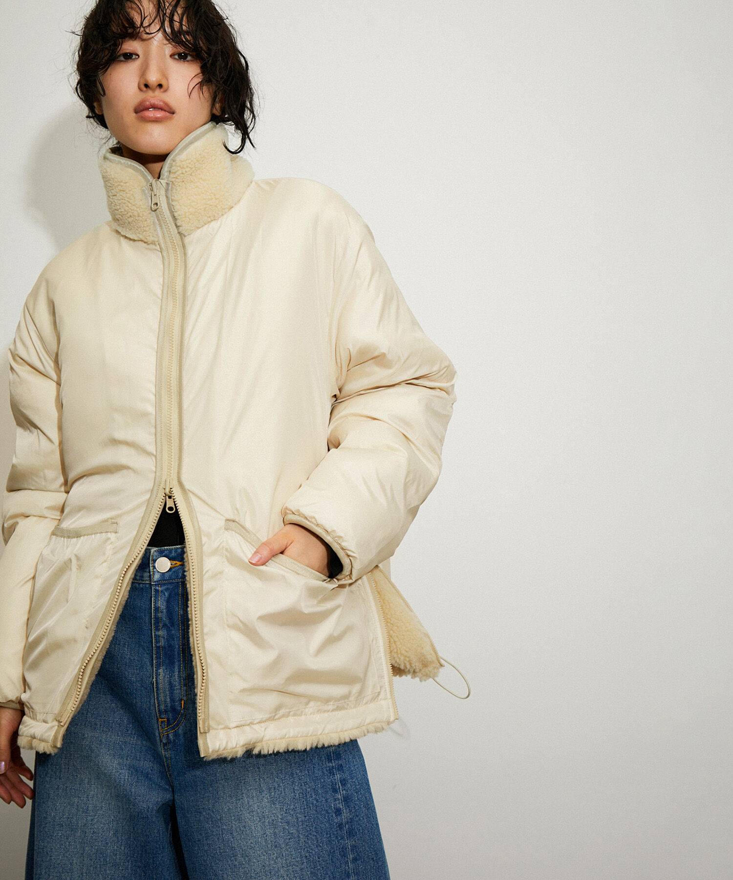 ADAM ET ROPE'「〈リバーシブル〉ボアZIPブルゾン」|ブルゾン・スタジャン|