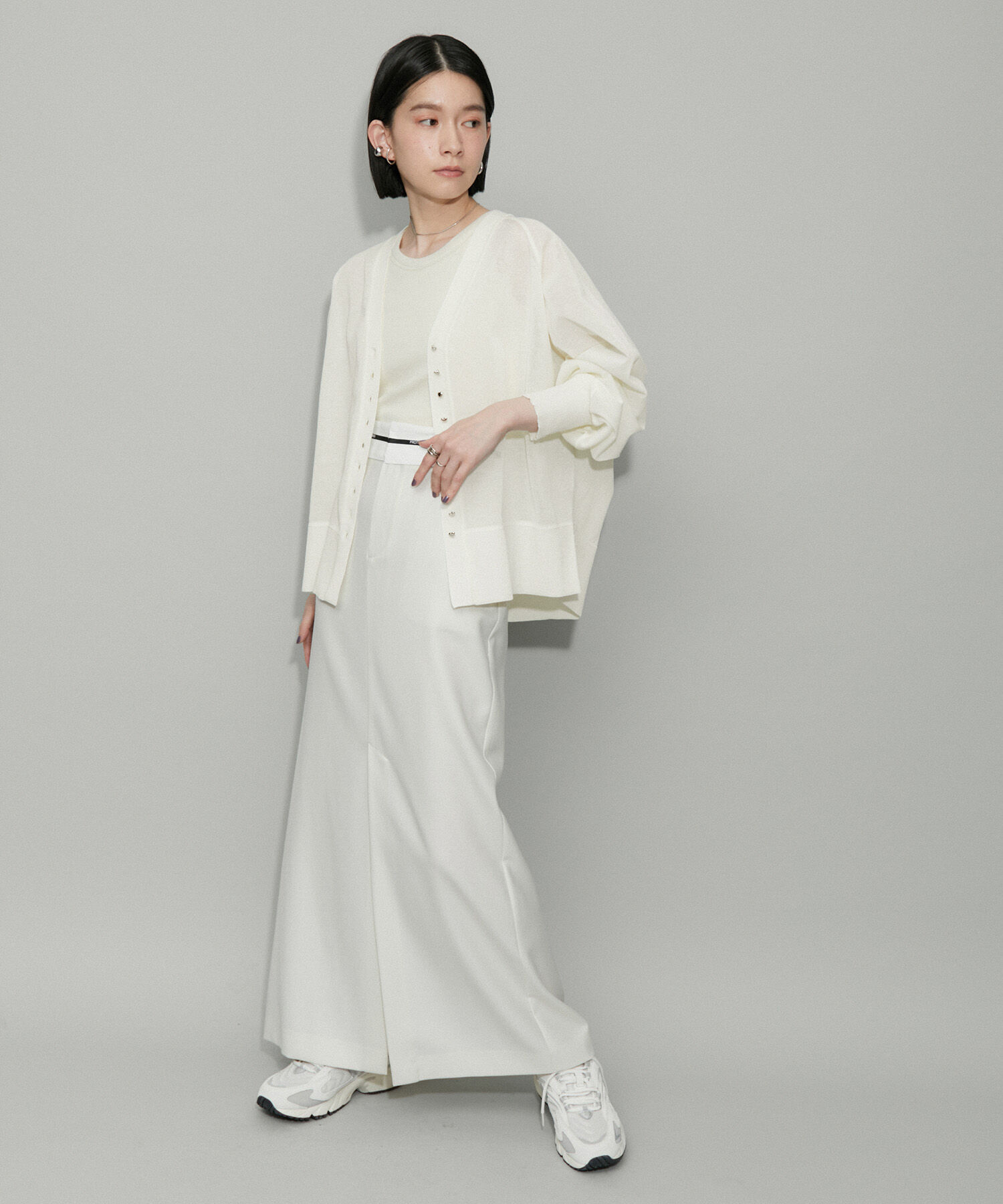 ADAM ET ROPE'「【WEB限定・洗える・追加】ポイントシアーニットカーディガン」|カーディガン|