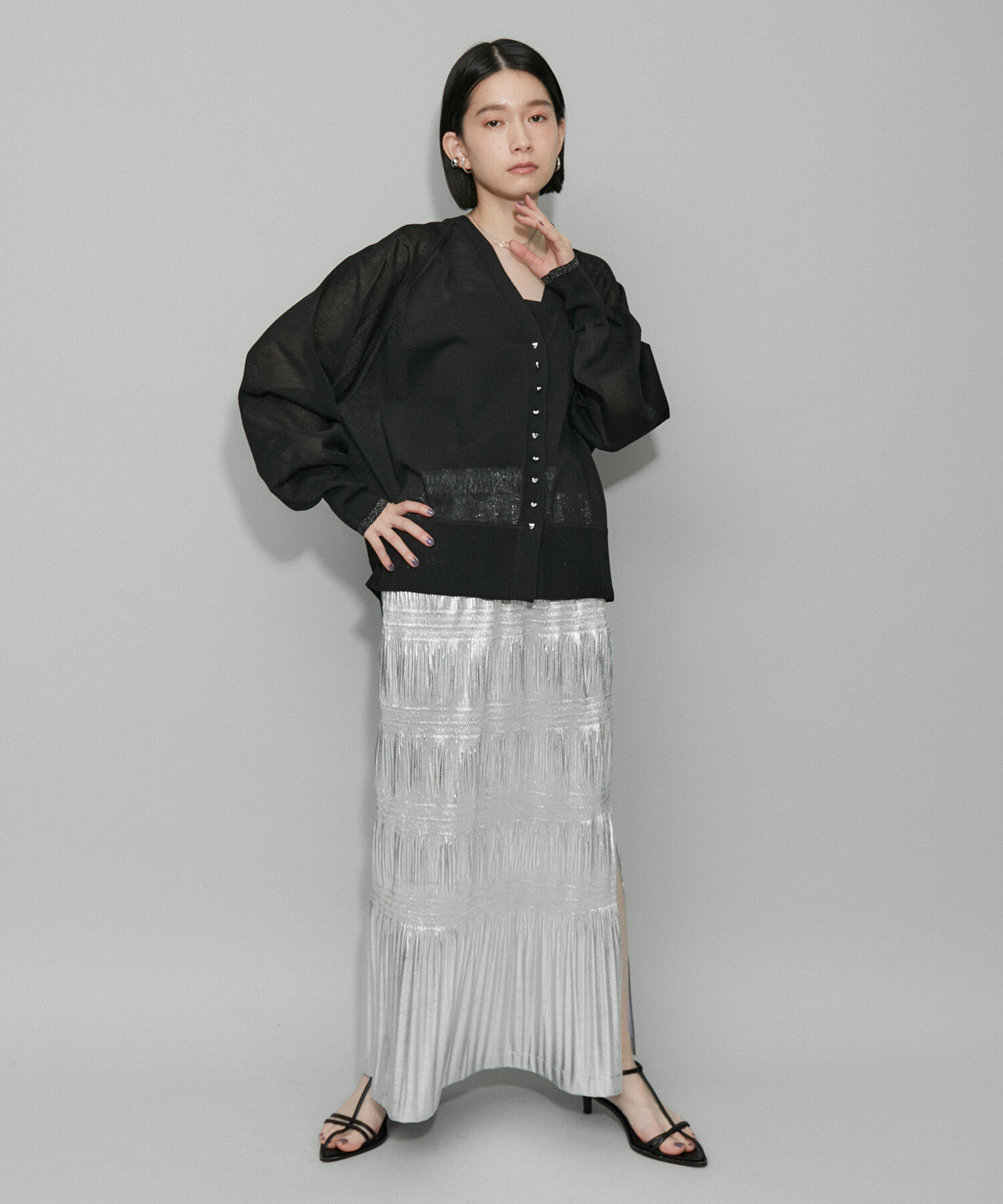 ADAM ET ROPE'「【WEB限定・洗える・追加】ポイントシアーニットカーディガン」|カーディガン|