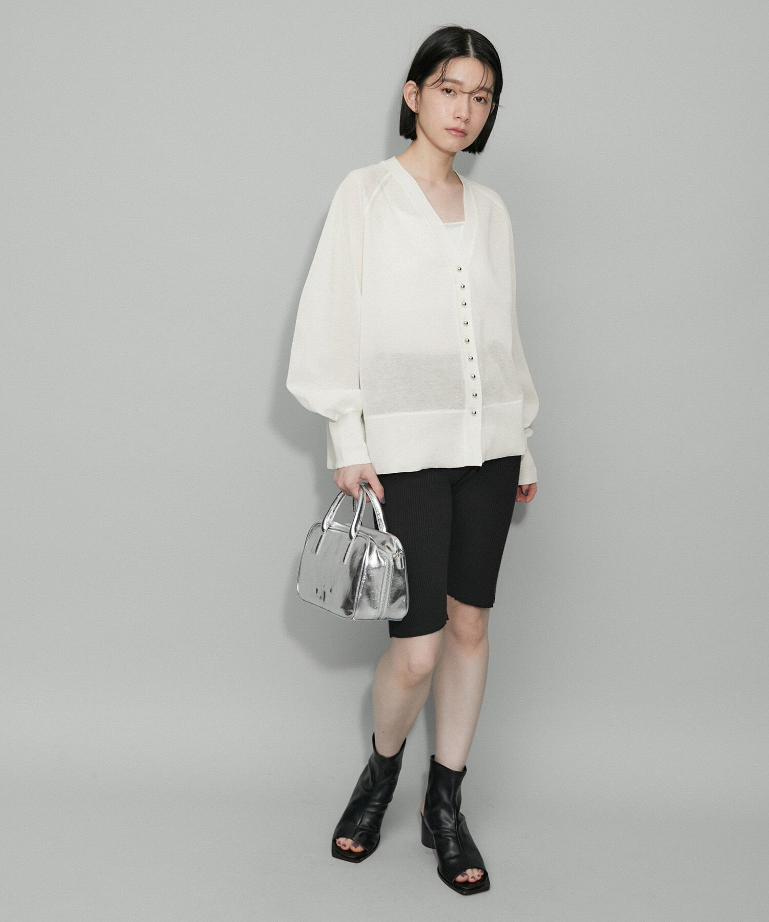 ADAM ET ROPE'「【WEB限定・洗える・追加】ポイントシアーニットカーディガン」|カーディガン|