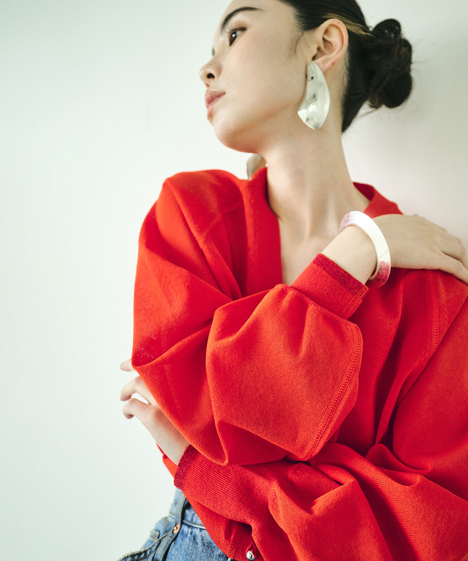 ADAM ET ROPE'「【WEB限定・洗える・追加】ポイントシアーニットカーディガン」|カーディガン|