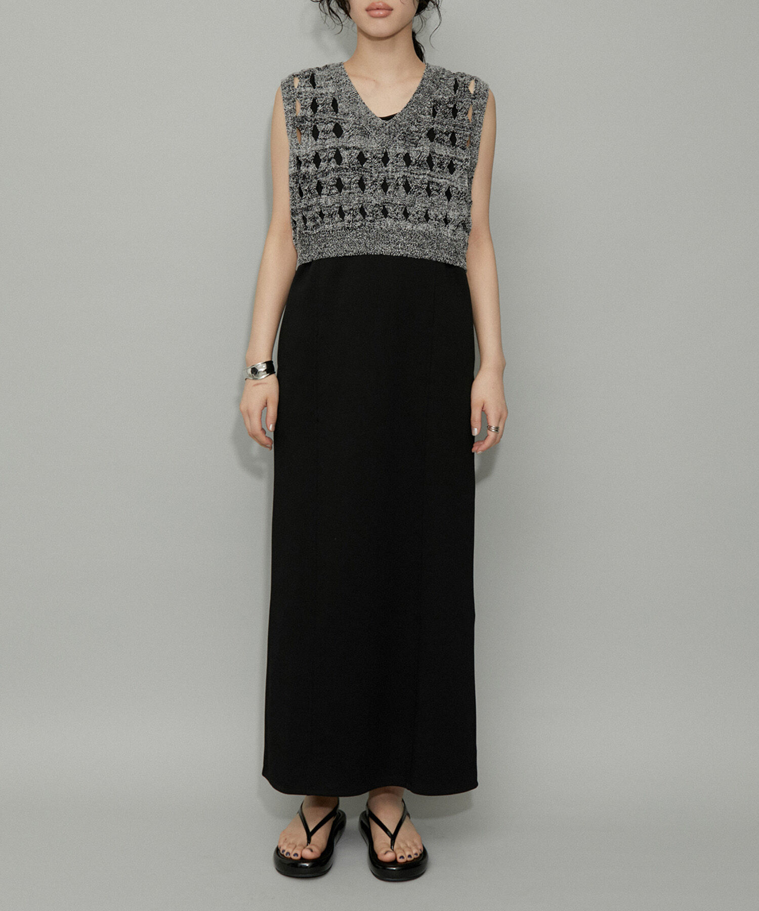 ADAM ET ROPE'「【再入荷・WEB限定・セットアイテム】パターンニットジレコンビワンピース」|ワンピース|