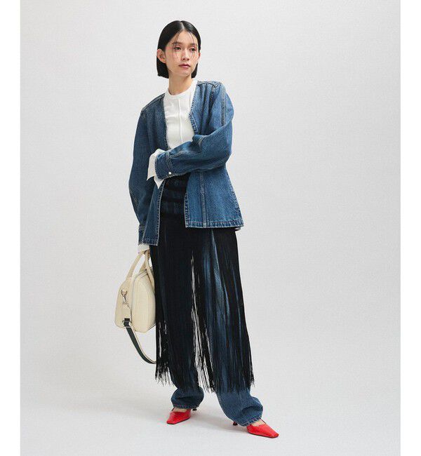 ADAM ET ROPE'「フロントホックデニムブラウス」|シャツ・ブラウス|