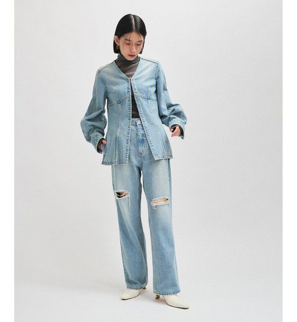 ADAM ET ROPE'「フロントホックデニムブラウス」|シャツ・ブラウス|