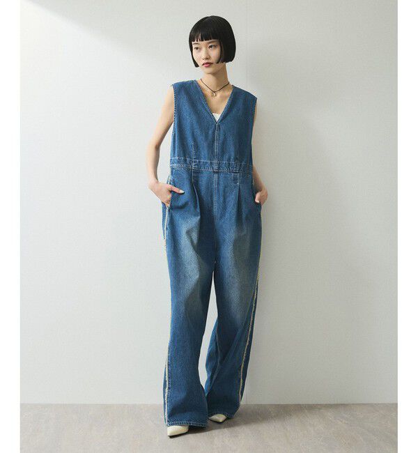 ADAM ET ROPE'「【WEB限定】ラインデニムオールインワン」|オールインワン|