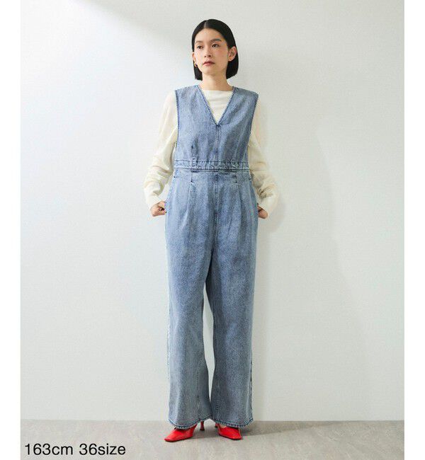 ADAM ET ROPE'「【WEB限定】ラインデニムオールインワン」|オールインワン|