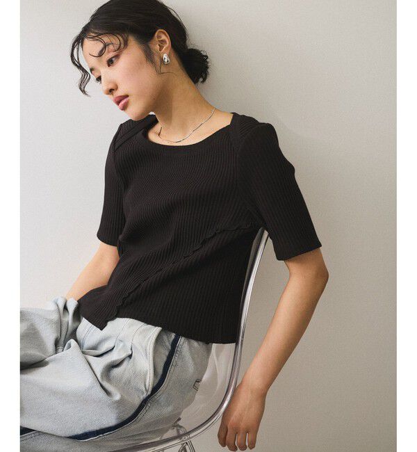 ADAM ET ROPE'「【WEB限定】アシンメトリーカッティングTシャツ」|Tシャツ・カットソー|クロメイン