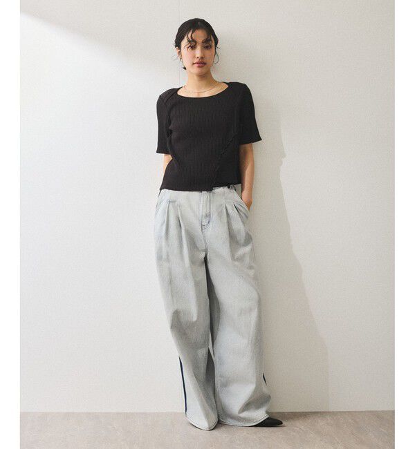 ADAM ET ROPE'「【WEB限定】アシンメトリーカッティングTシャツ」|Tシャツ・カットソー|