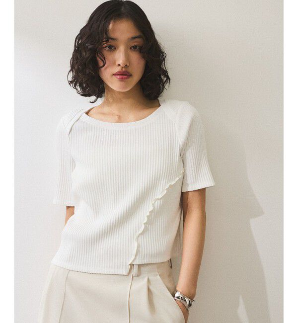 ADAM ET ROPE'「【WEB限定】アシンメトリーカッティングTシャツ」|Tシャツ・カットソー|シロメイン