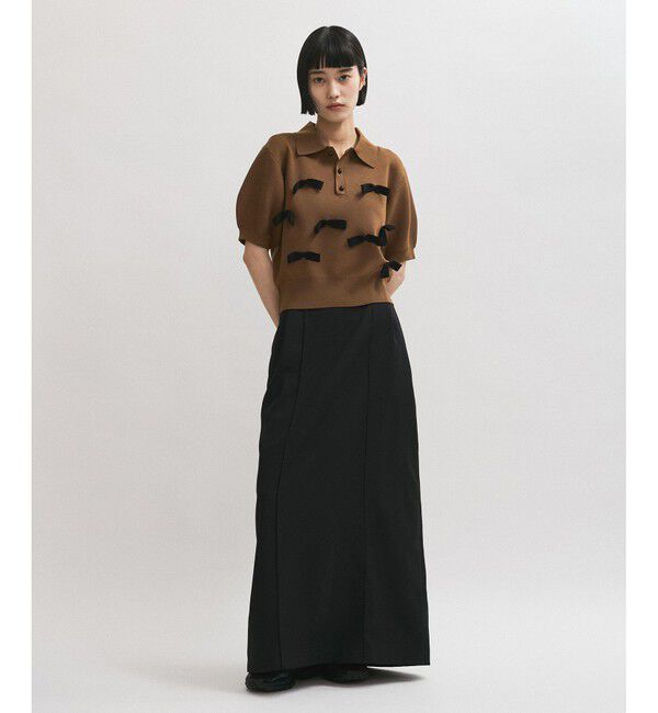 ADAM ET ROPE'「リボンポロニット」|ポロシャツ|