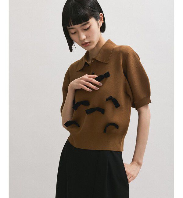 ADAM ET ROPE'「リボンポロニット」|ポロシャツ|