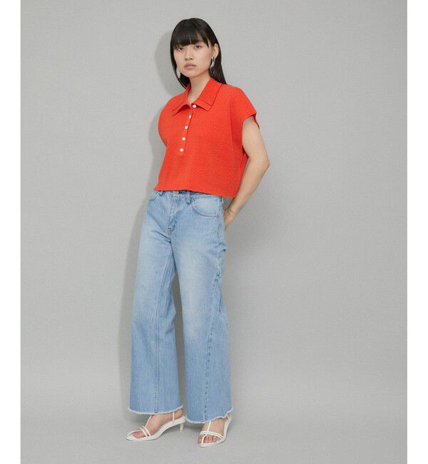 ADAM ET ROPE'「【WEB限定】・【サステナブル】ニットポロTEE」|ポロシャツ|