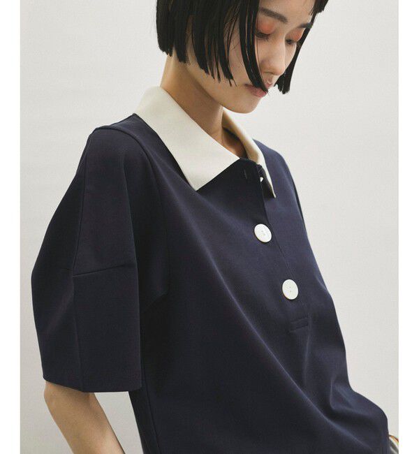 ADAM ET ROPE'「コクーンスリーブポロシャツ」|ポロシャツ|ネイビー(40)