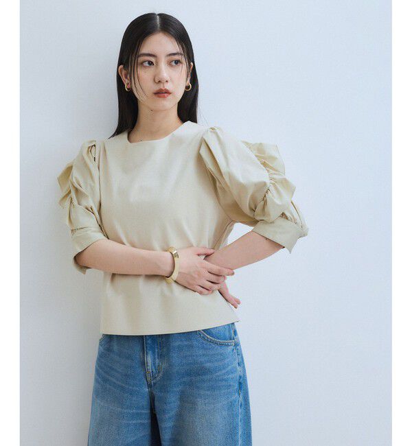 ADAM ET ROPE'「【サステナブル】バルーンスリーブTシャツ」|Tシャツ・カットソー|ベージュ系(28)