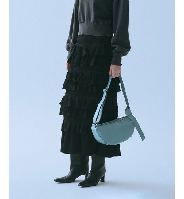 ADAM ET ROPE'「【サステナブル】フリルニットスカート」|スカート|ブラック(01)