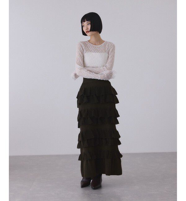 ADAM ET ROPE'「【サステナブル】フリルニットスカート」|スカート|