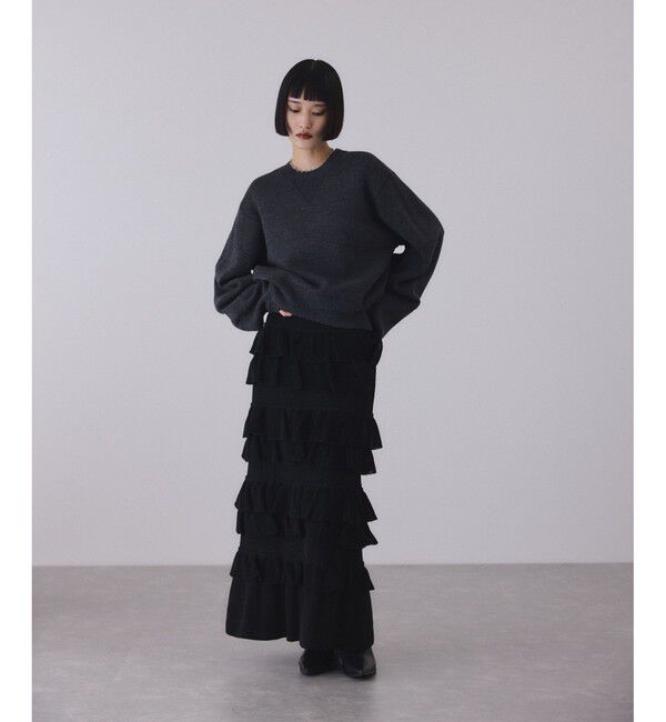 ADAM ET ROPE'「【サステナブル】フリルニットスカート」|スカート|