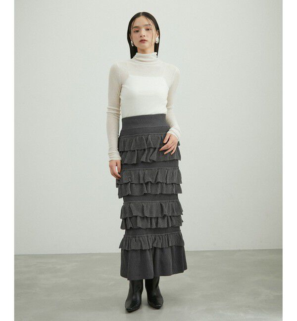 ADAM ET ROPE'「【サステナブル】フリルニットスカート」|スカート|