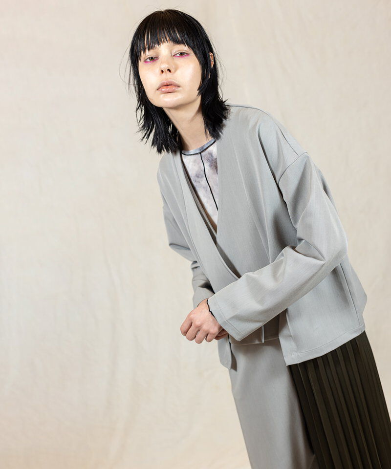  「ノーカラーショートジャケット」|ノーカラージャケット|