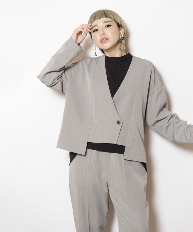  「ノーカラーショートジャケット」|ノーカラージャケット|