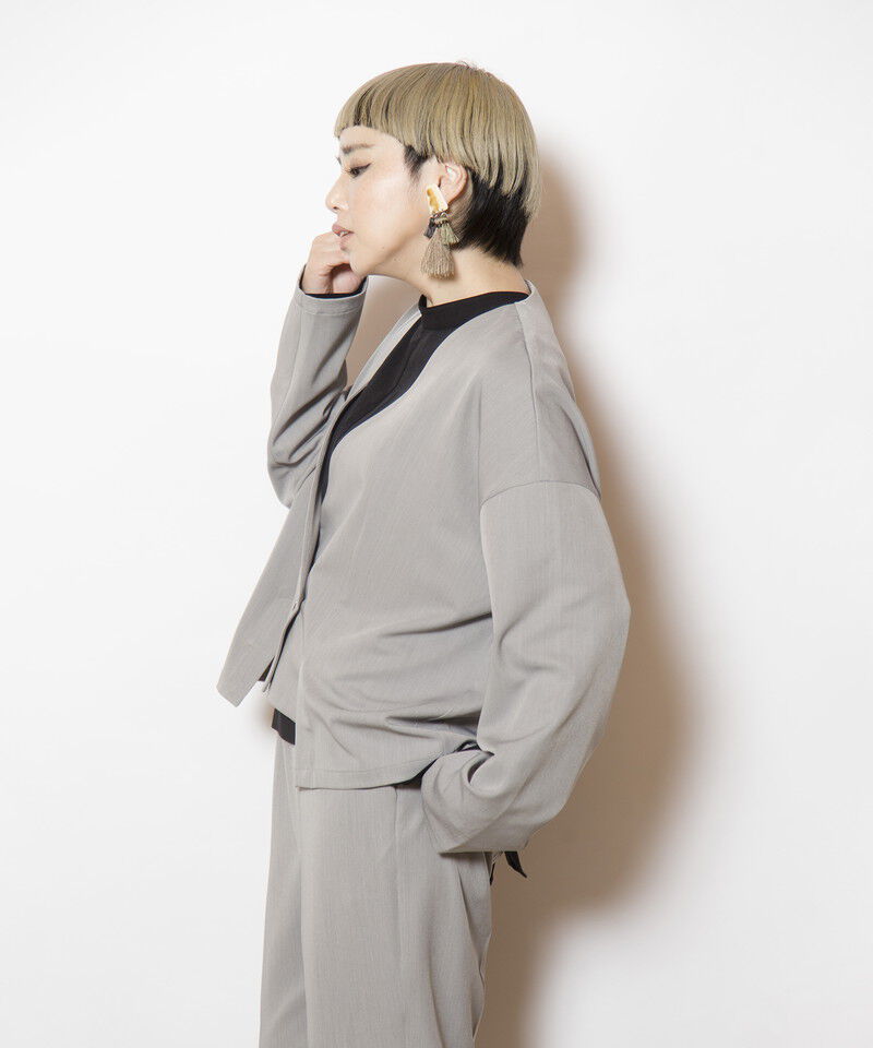  「ノーカラーショートジャケット」|ノーカラージャケット|