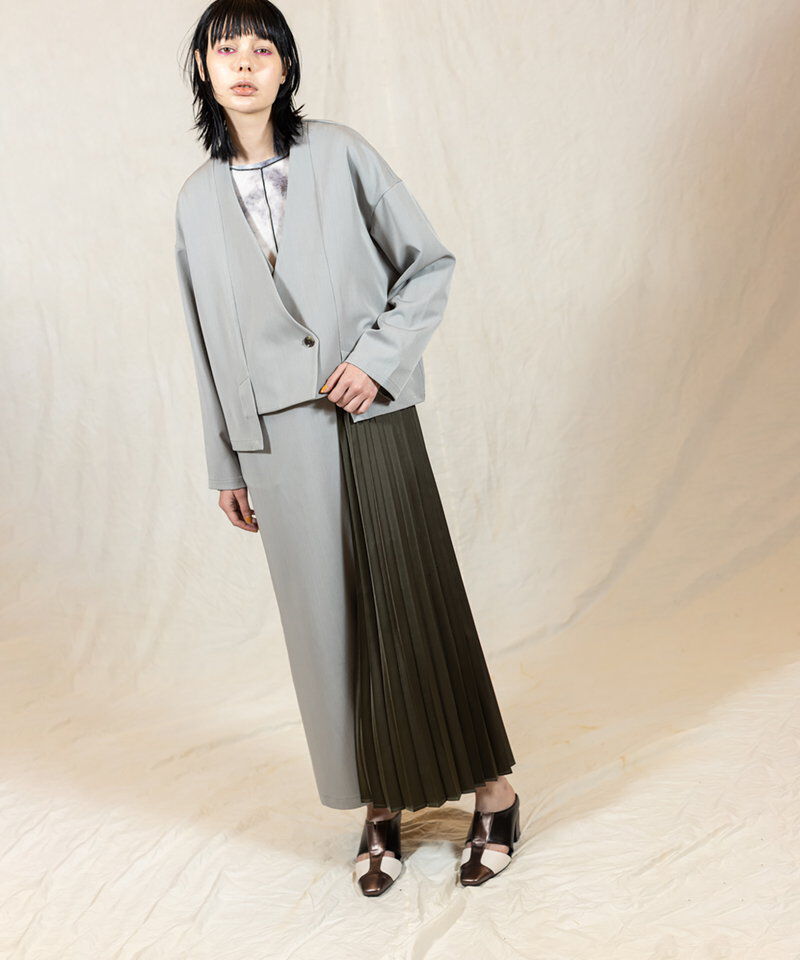  「ノーカラーショートジャケット」|ノーカラージャケット|