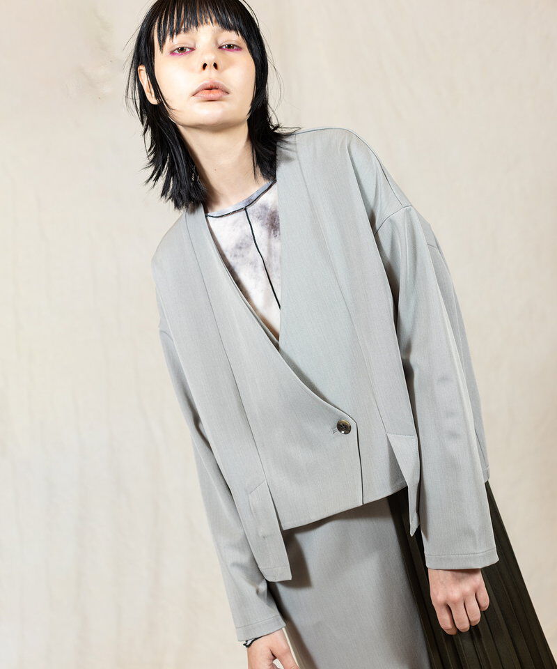  「ノーカラーショートジャケット」|ノーカラージャケット|
