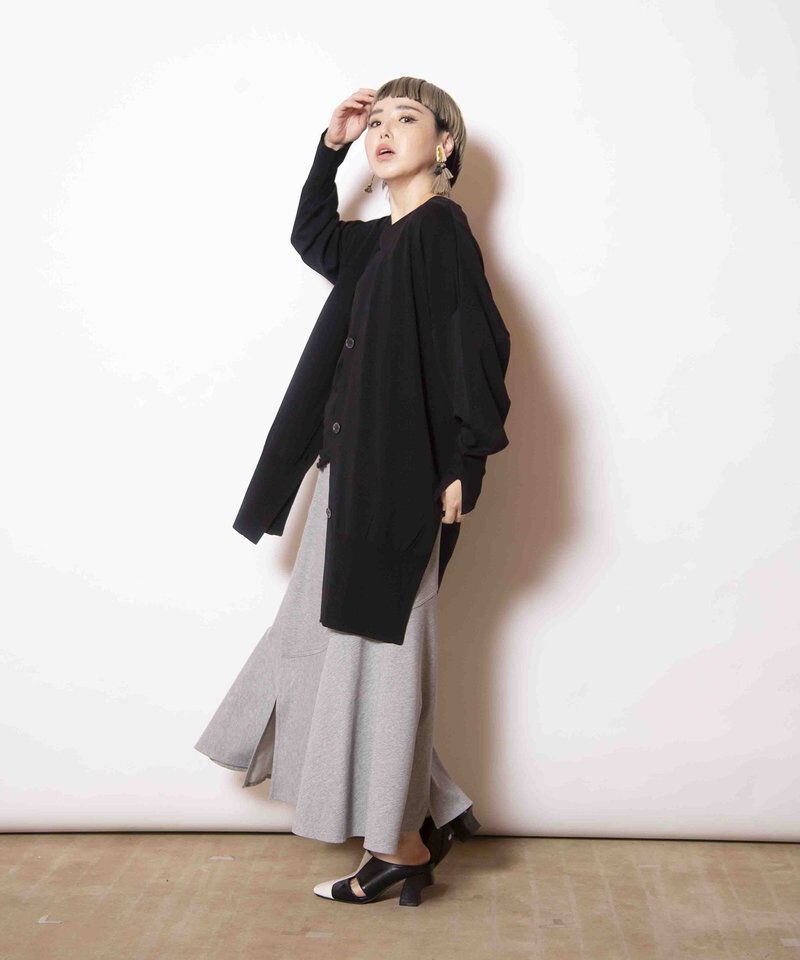  「ジャージー切替マーメイドスカート」|フレア|