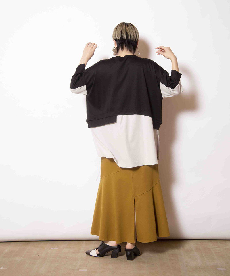  「ジャージー切替マーメイドスカート」|フレア|