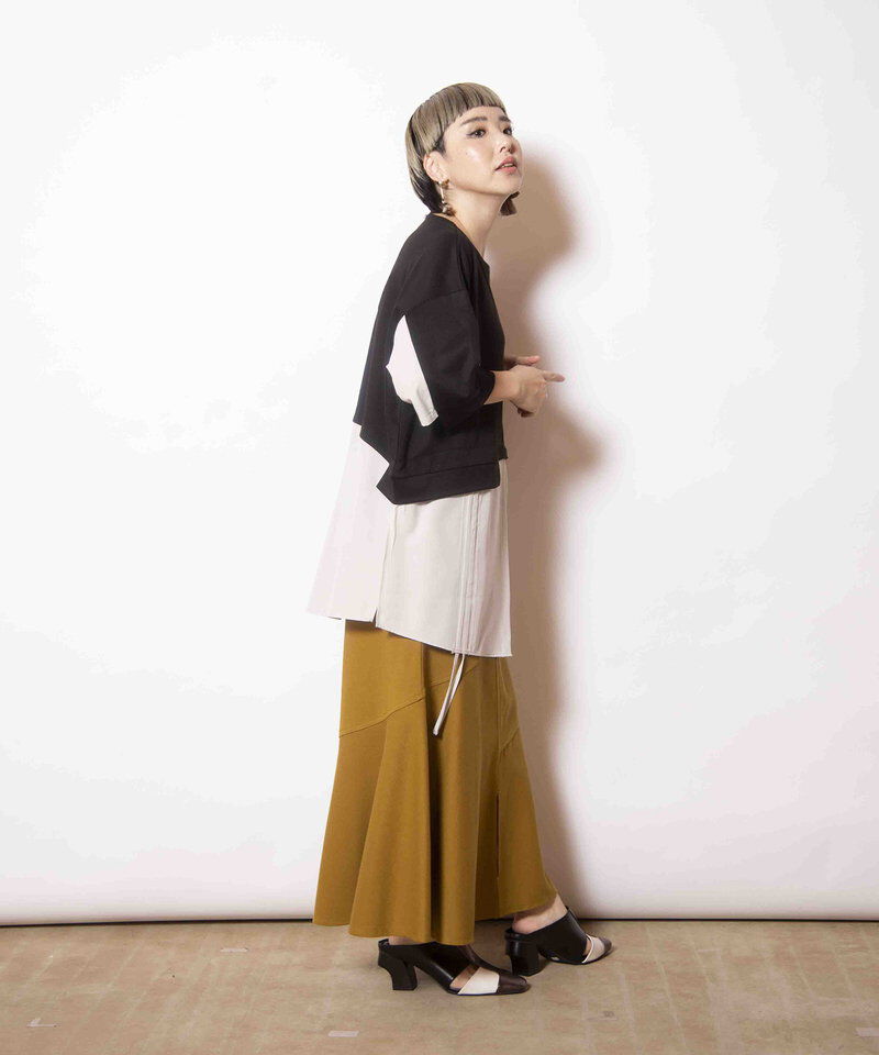  「ジャージー切替マーメイドスカート」|フレア|