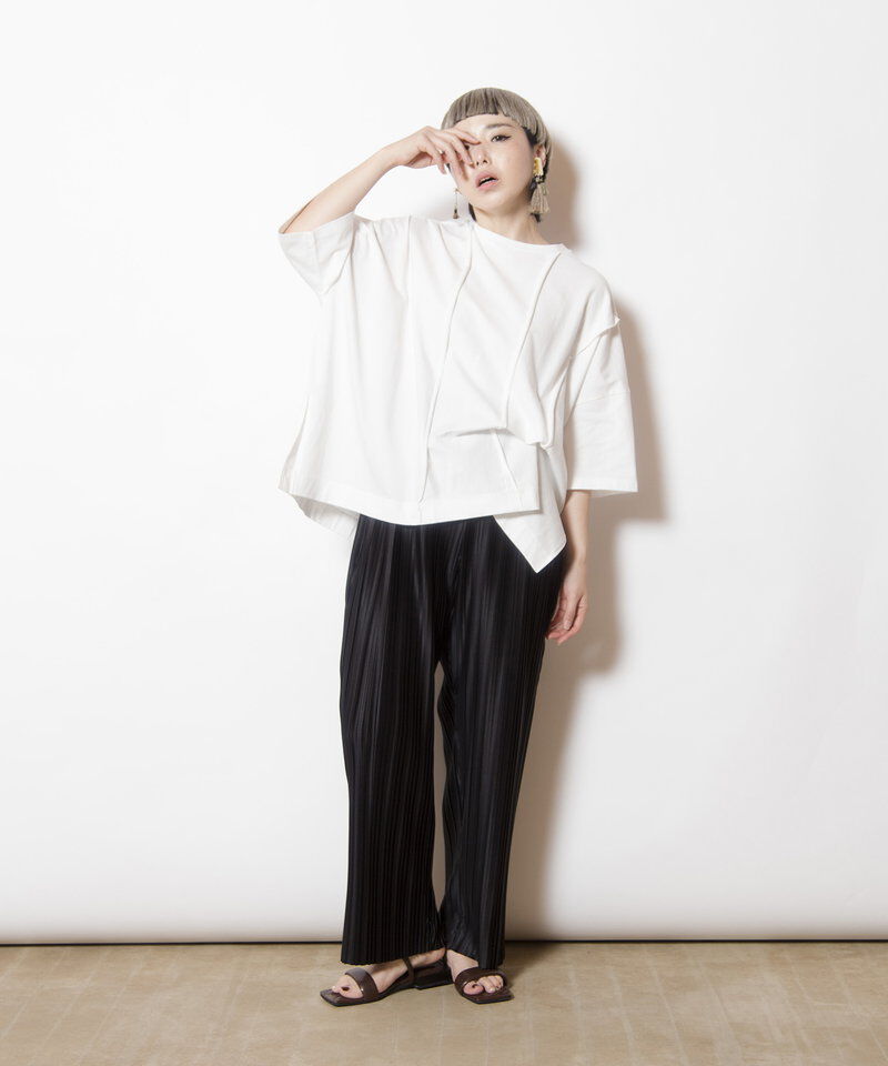  「リボンアレンジ切替Tシャツ」|Tシャツ・カットソー|