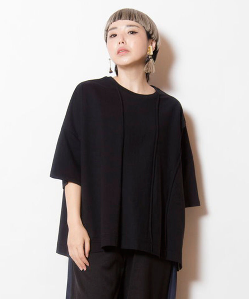  「リボンアレンジ切替Tシャツ」|Tシャツ・カットソー|BLACK