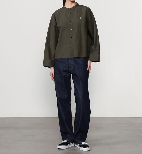 GYMPHLEX「Gymphlex | ヴィンテージライク バンドカラーショートシャツ WOMEN」|シャツ・ブラウス|