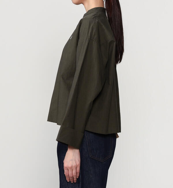 GYMPHLEX「Gymphlex | ヴィンテージライク バンドカラーショートシャツ WOMEN」|シャツ・ブラウス|