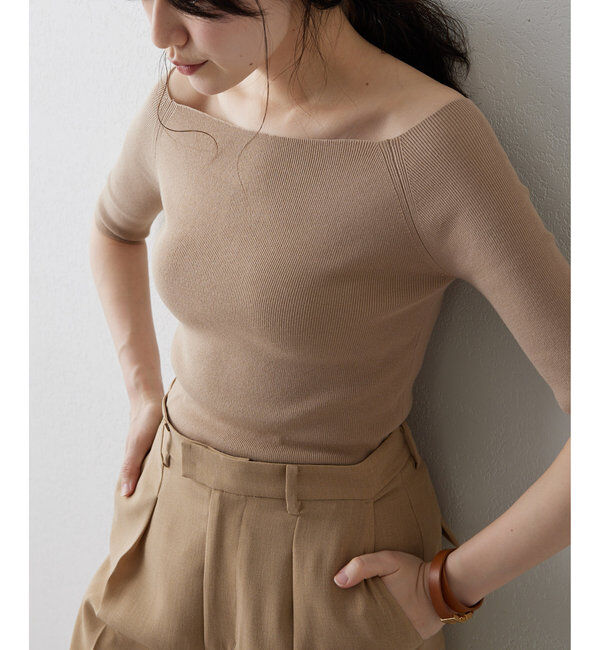 THE PAUSE「【THE PAUSE】オフショルハーフスリーブプルオーバー」|ニット・セーター|