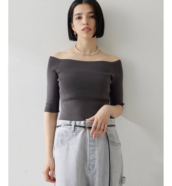 THE PAUSE「【THE PAUSE】オフショルハーフスリーブプルオーバー」|ニット・セーター|
