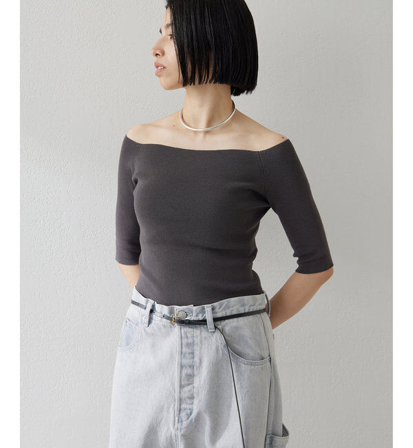 THE PAUSE「【THE PAUSE】オフショルハーフスリーブプルオーバー」|ニット・セーター|