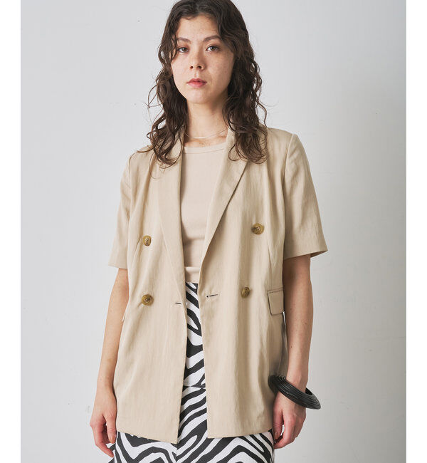  「オックスダブルハーフスリーブジャケット」|テーラードジャケット|ベージュ