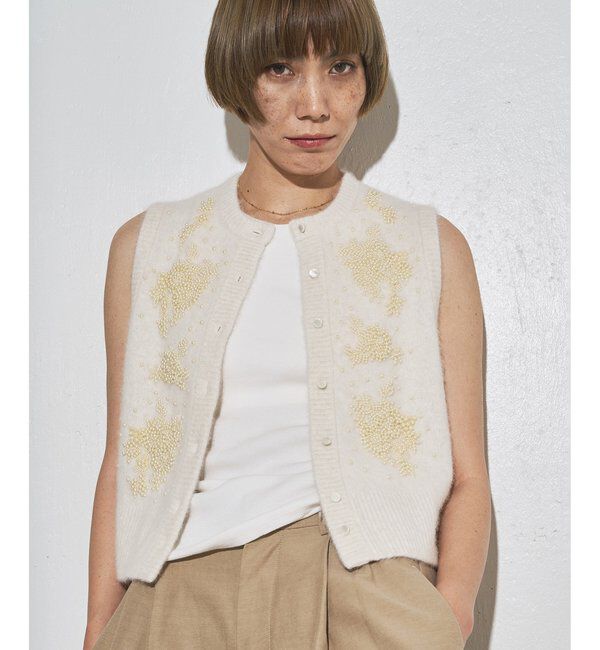 GEMINI「【GEMINI】ビーズニットジレ」|ニット・セーター|オフホワイト