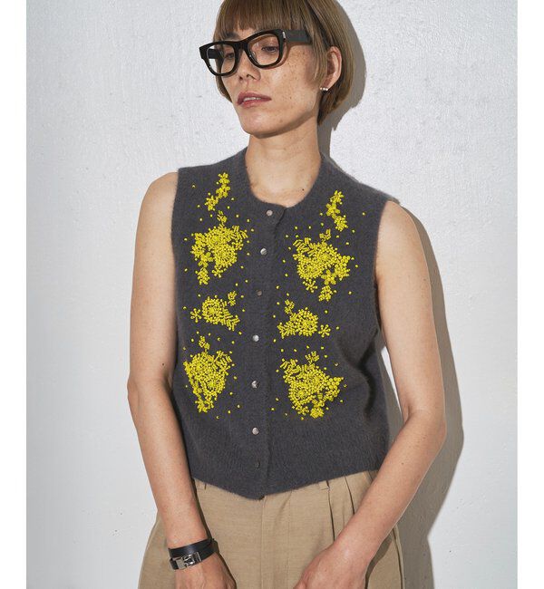 GEMINI「【GEMINI】ビーズニットジレ」|ニット・セーター|グレー