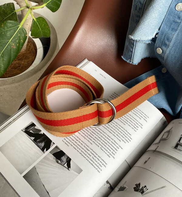  「【新色追加】ラインダブルリングベルト」|ベルト|キャメル