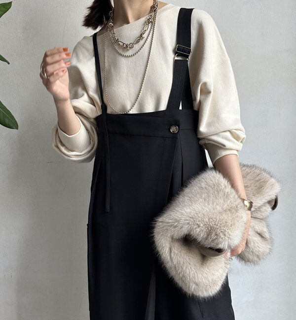  「【WEB限定】アシメサロペット」|ワンピース|ブラック