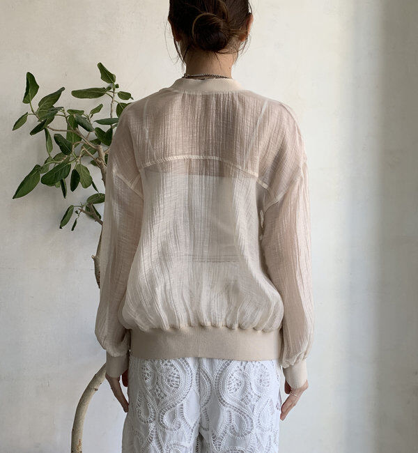  「【WEB限定】布帛ドッキングカーディガン」|カーディガン|