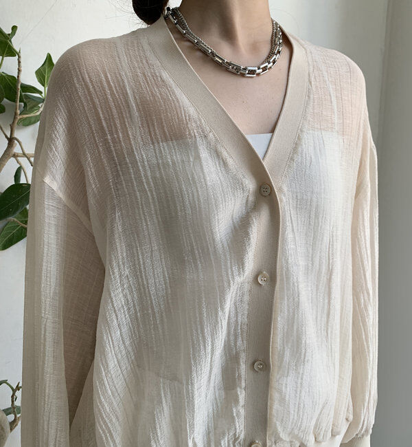  「【WEB限定】布帛ドッキングカーディガン」|カーディガン|